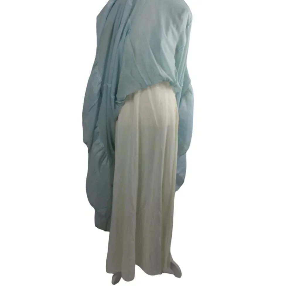 (EUC) Vintage Gunne Sax Jessica Icy Blue White & Lace Accent Prairie Maxi, SZ 13 - Picture 10 of 10